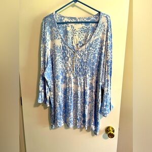 Kim Rogers cuff sleeved, honeycomb Henley style.